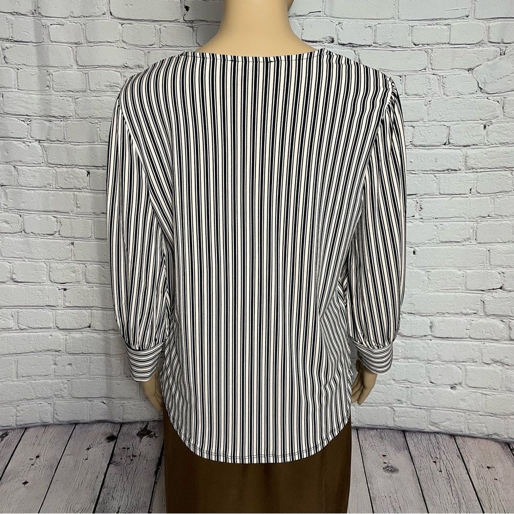 Adrianna Papell NWT New $69 Adrianna Papell 3/4 Sleeve Striped Blouse Size Size L / US 10 / IT 46 - 4 Thumbnail