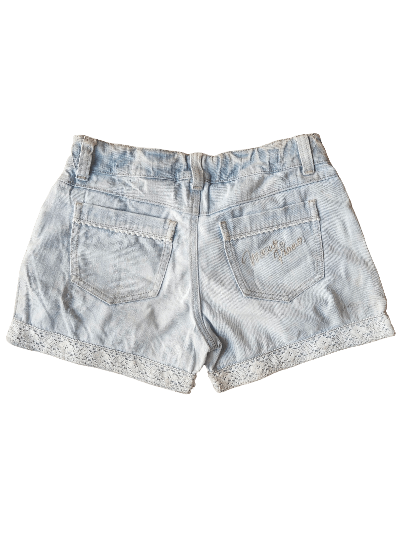 Angel Blue Mezzo Piano Candy Pink Lace Pearl Denim Shorts Size 28" / US 6 / IT 42 - 4 Thumbnail