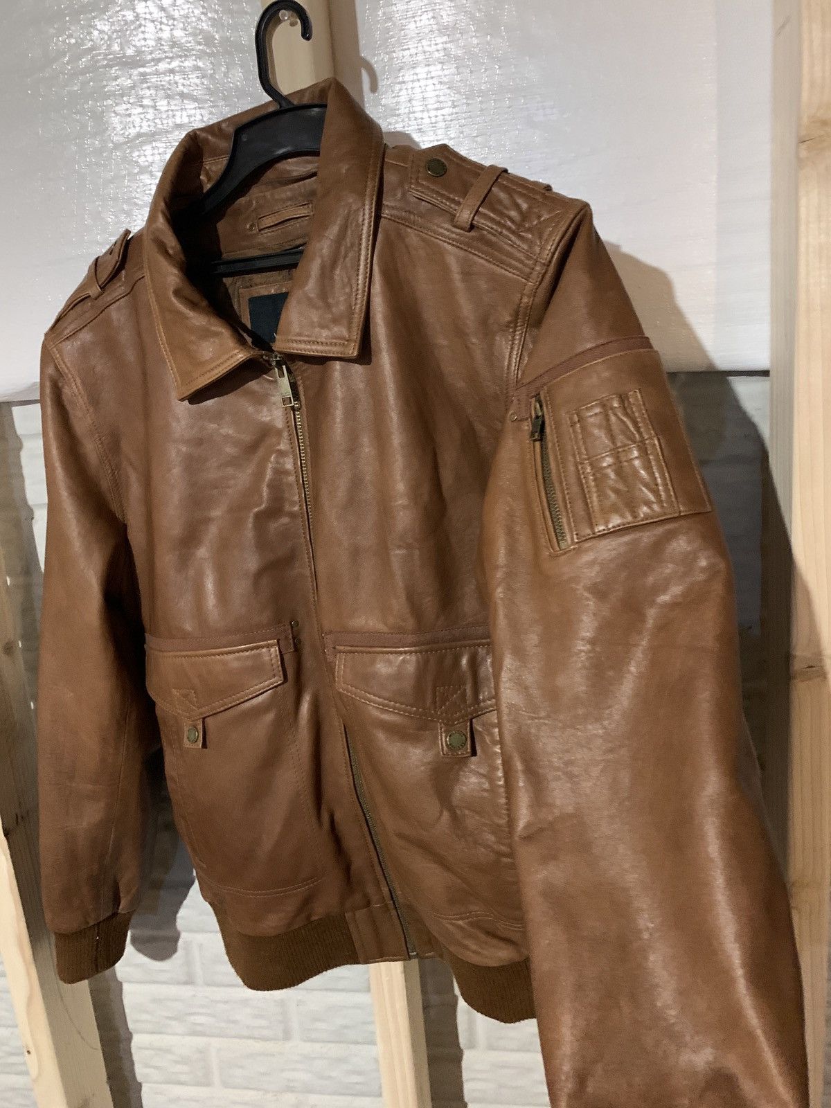 Vintage Brown leather jacket Size US XL / EU 56 / 4 - 4 Thumbnail