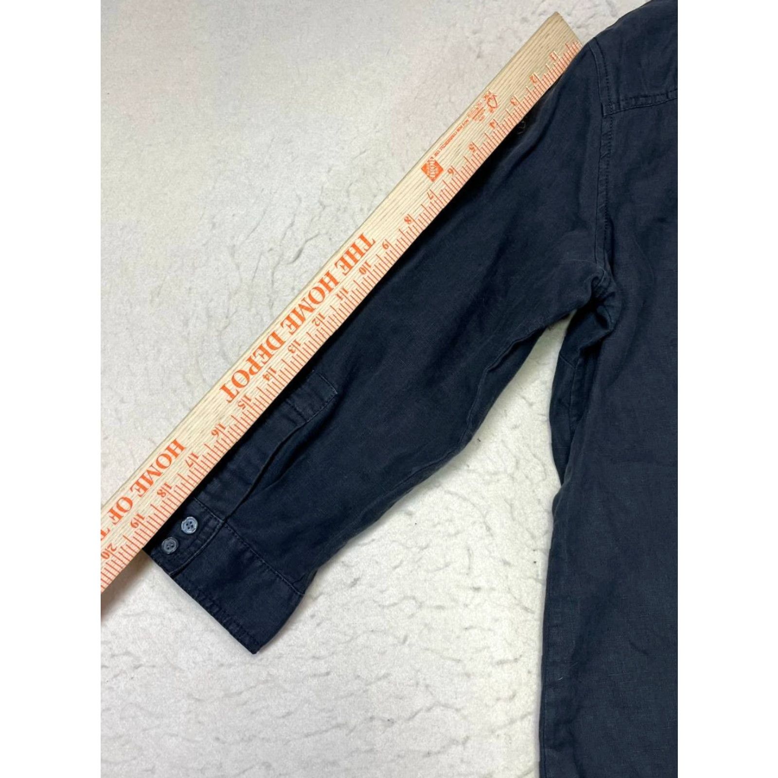 Liz Claiborne VINTAGE LIZ CLAIBORNE 100% LINEN BUTTON-UP ROLL TAB SLEEVES LAGENLOOK BLACK WOMEN LARGE Size L / US 10 / IT 46 - 3 Thumbnail