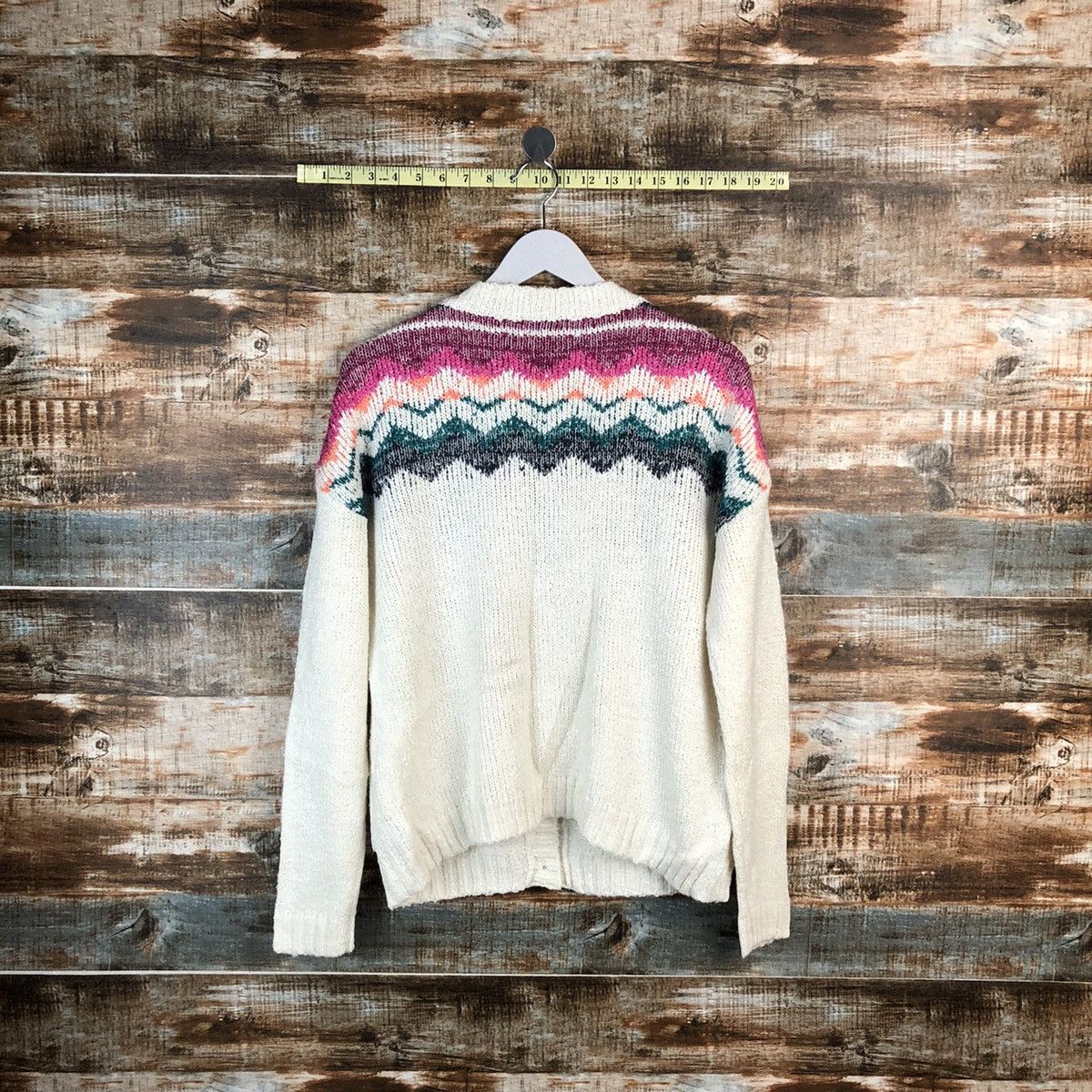 Japanese Brand Free Fusion White Cardigan Knitwear #A1541 Size US M / EU 48-50 / 2 - 12 Thumbnail