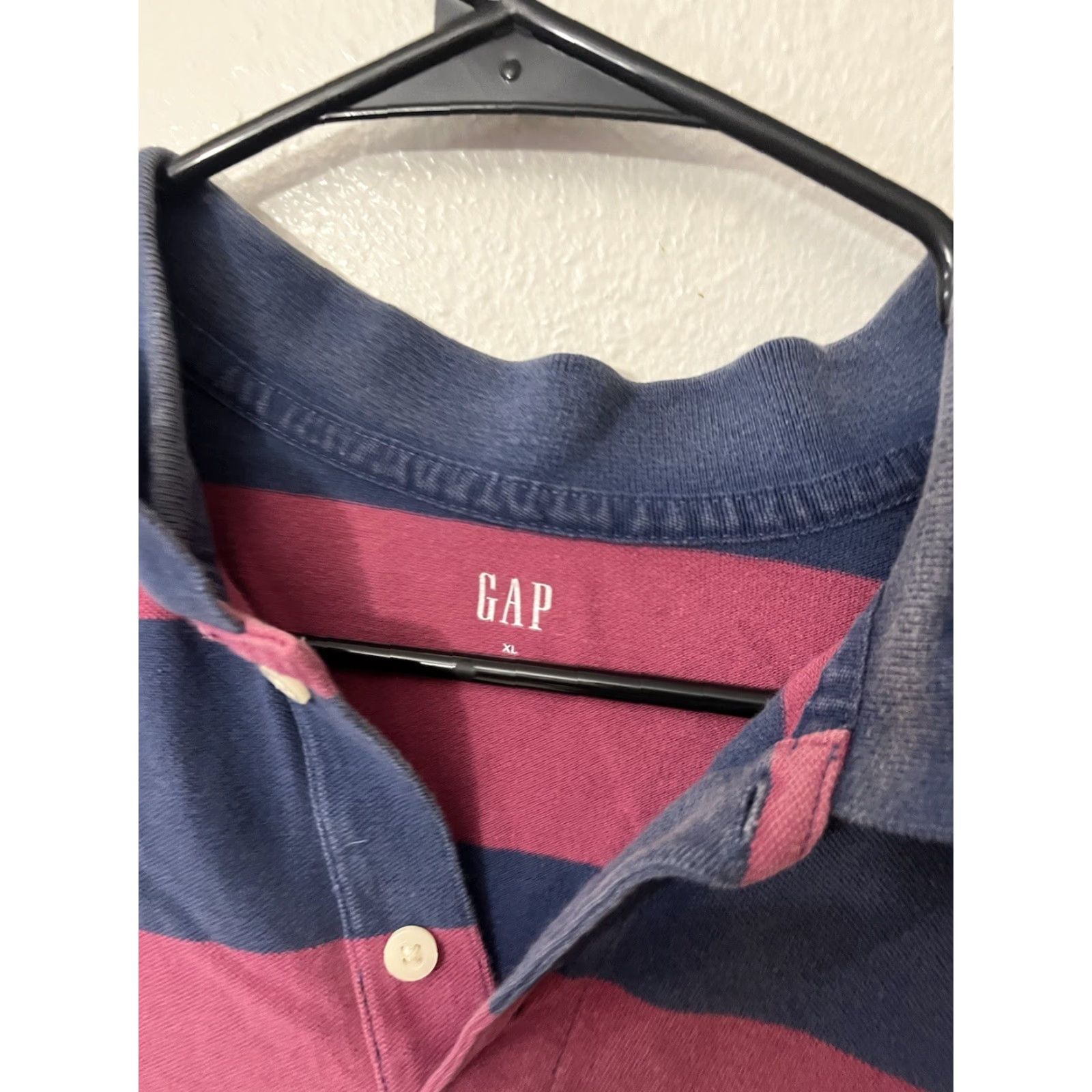 Gap Gap Polo Shirt Mens XL Pink Striped Collared Short Sleeve Cotton Distressed Shirt Size US XL / EU 56 / 4 - 2 Thumbnail