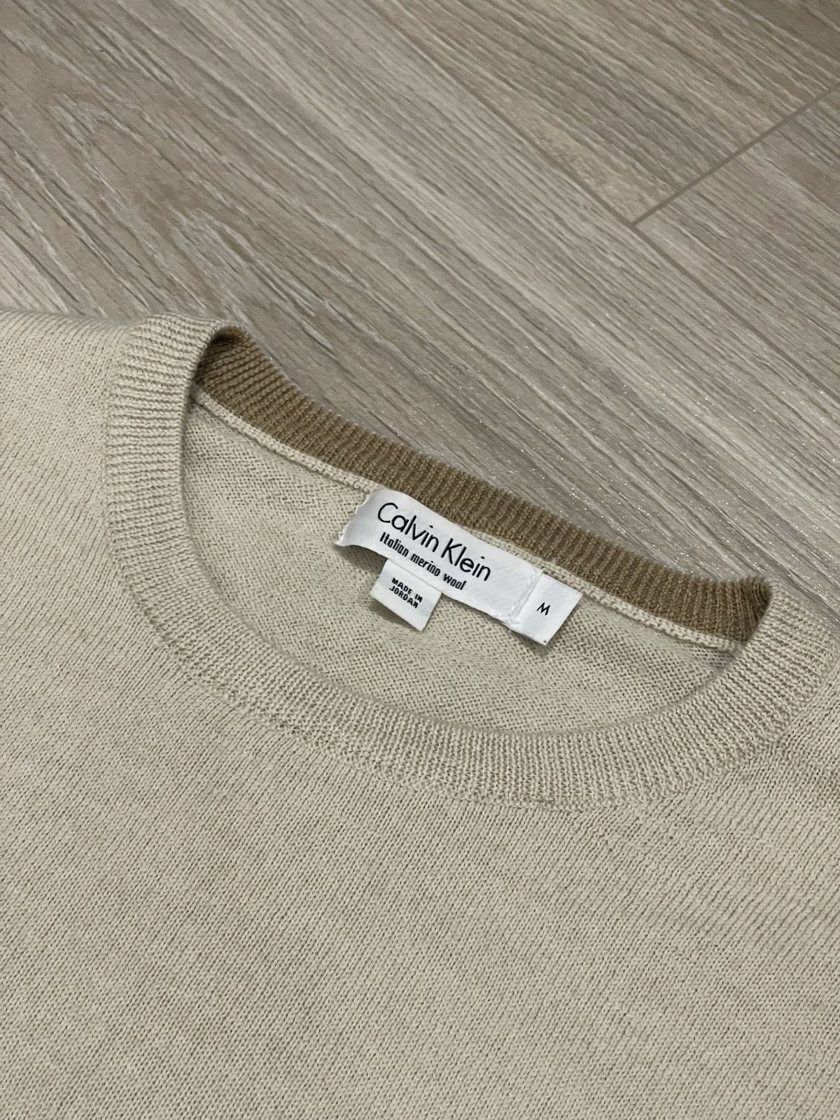 Calvin Klein Light beige wool sweater calvin klein jumper m Size US M / EU 48-50 / 2 - 2 Thumbnail
