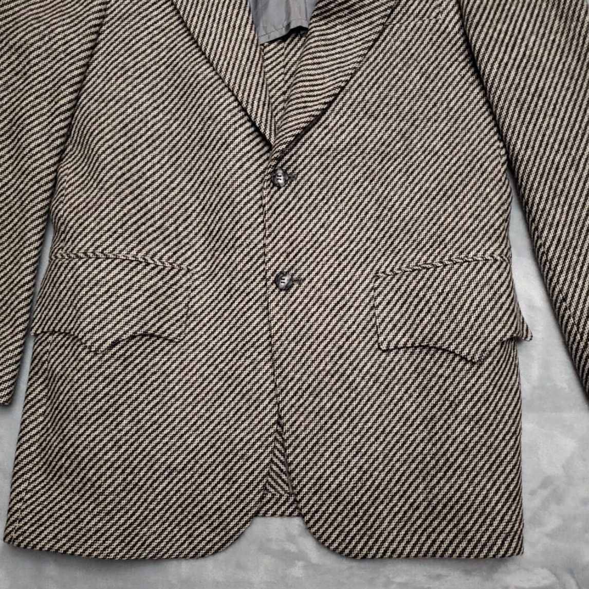 Vintage Hudsons Mens Blazer Jacket Casual Vintage Union Made in USA Western Wool Striped Brown 39 Two-Button Notch Lined Pockets Mens Size 40R - 3 Thumbnail