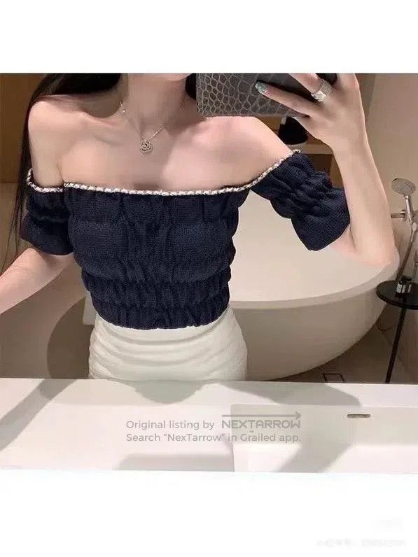 Chanel Chanel Dark blue and white chain edge one-shoulder short-s Size XS / US 0-2 / IT 36-38 - 7 Thumbnail