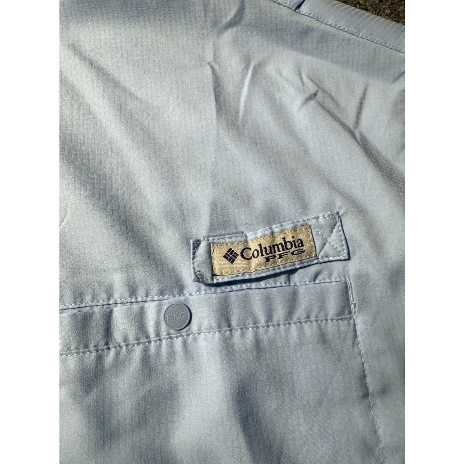 Vintage Columbia PFG Omni-Shade Button-Up Shirt Men XL Blue Solid Lightweight Breathable Collared Long Sleeve with Pockets Size US XL / EU 56 / 4 - 5 Thumbnail