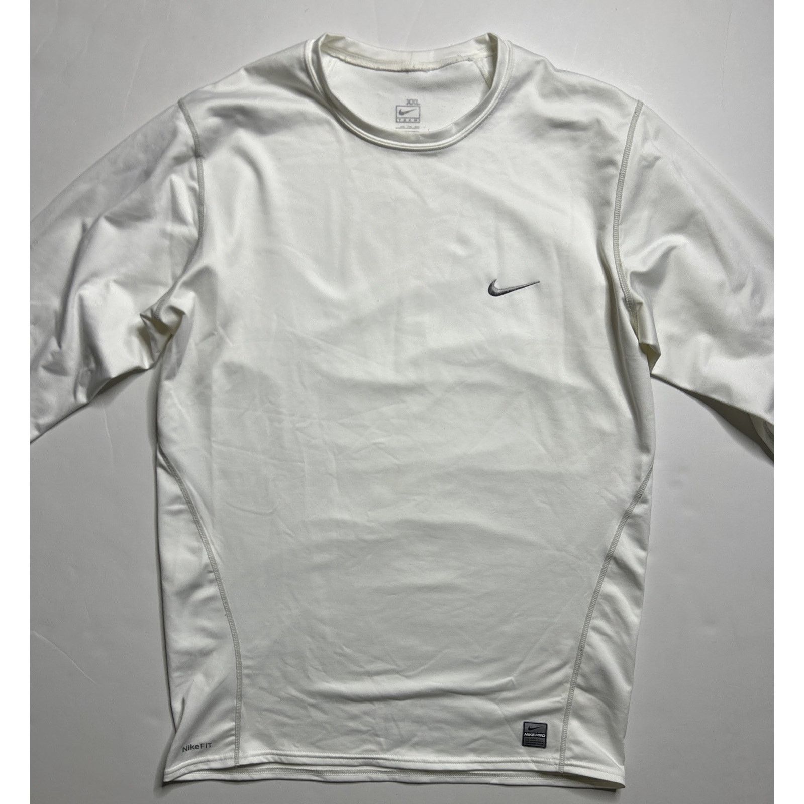 Nike Nike Pro Shirt Long Sleeve Dri Fit Ivory Men Size 2XL Size US XXL / EU 58 / 5 - 3 Thumbnail