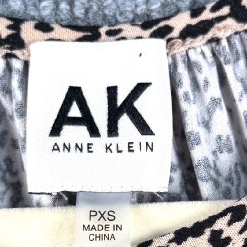 Anne Klein Anne Klein Blouse Womens PXS XSP Tan Black Animal Print Sleeve Mob Wife Office Siren Size XS / US 0-2 / IT 36-38 - 3 Thumbnail