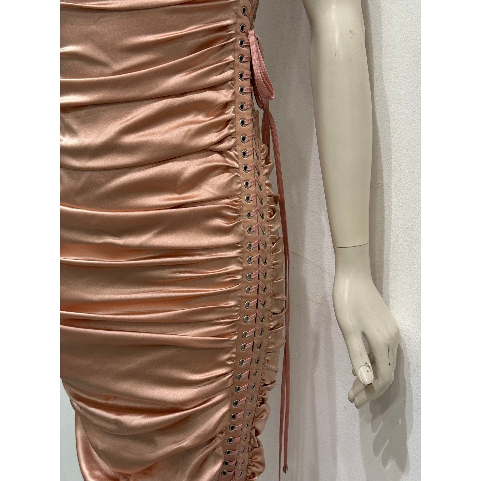 Dolce & Gabbana S/S2003 Dolce & Gabbana lace-up bondage ruched silk dress Size M / US 6-8 / IT 42-44 - 6 Thumbnail
