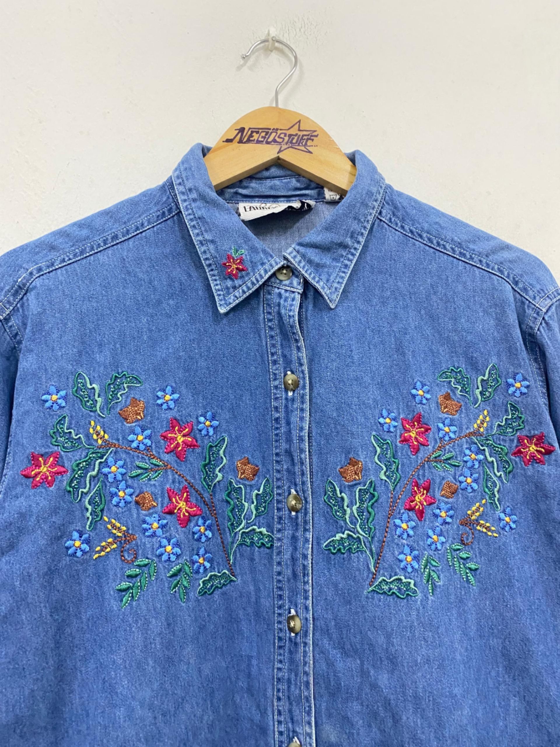 Vintage Vintage 90s Denim shirt embroidery western design Size US M / EU 48-50 / 2 - 2 Thumbnail