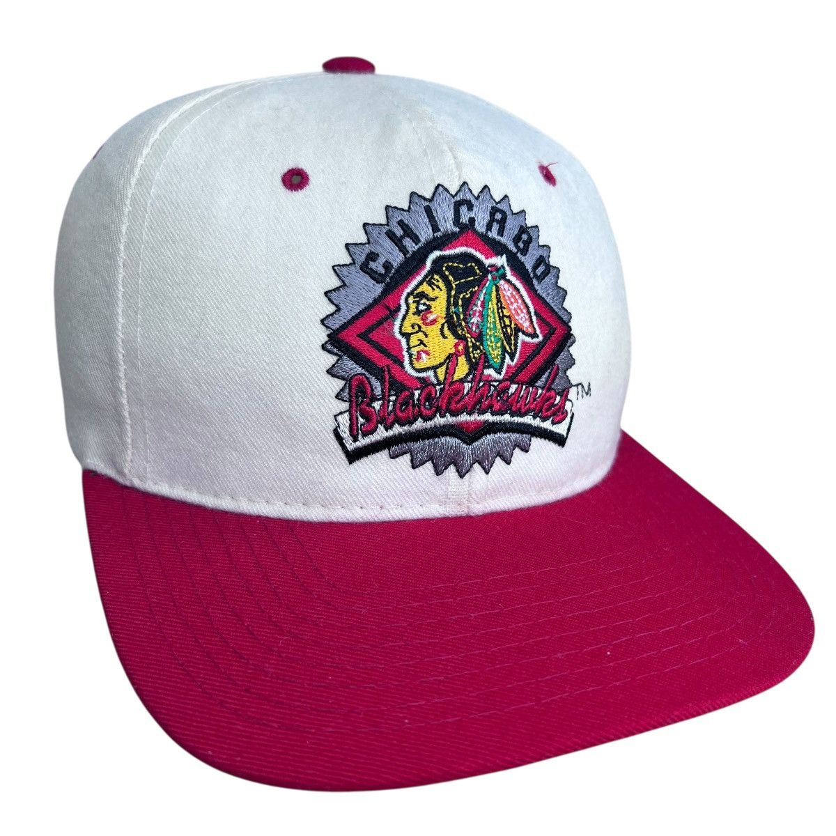 NHL × Starter × Vintage Vtg 1990s NHL Chicago Blackhawks Wool Plain Logo Starter Hat Size ONE SIZE - 4 Thumbnail