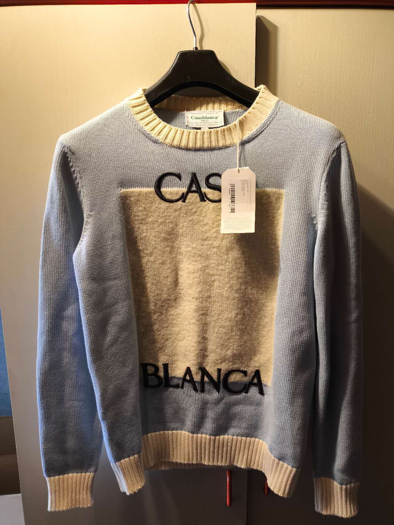 Casablanca Blue & Off-White Knit Logo Sweater Size US M / EU 48-50 / 2 - 5 Thumbnail