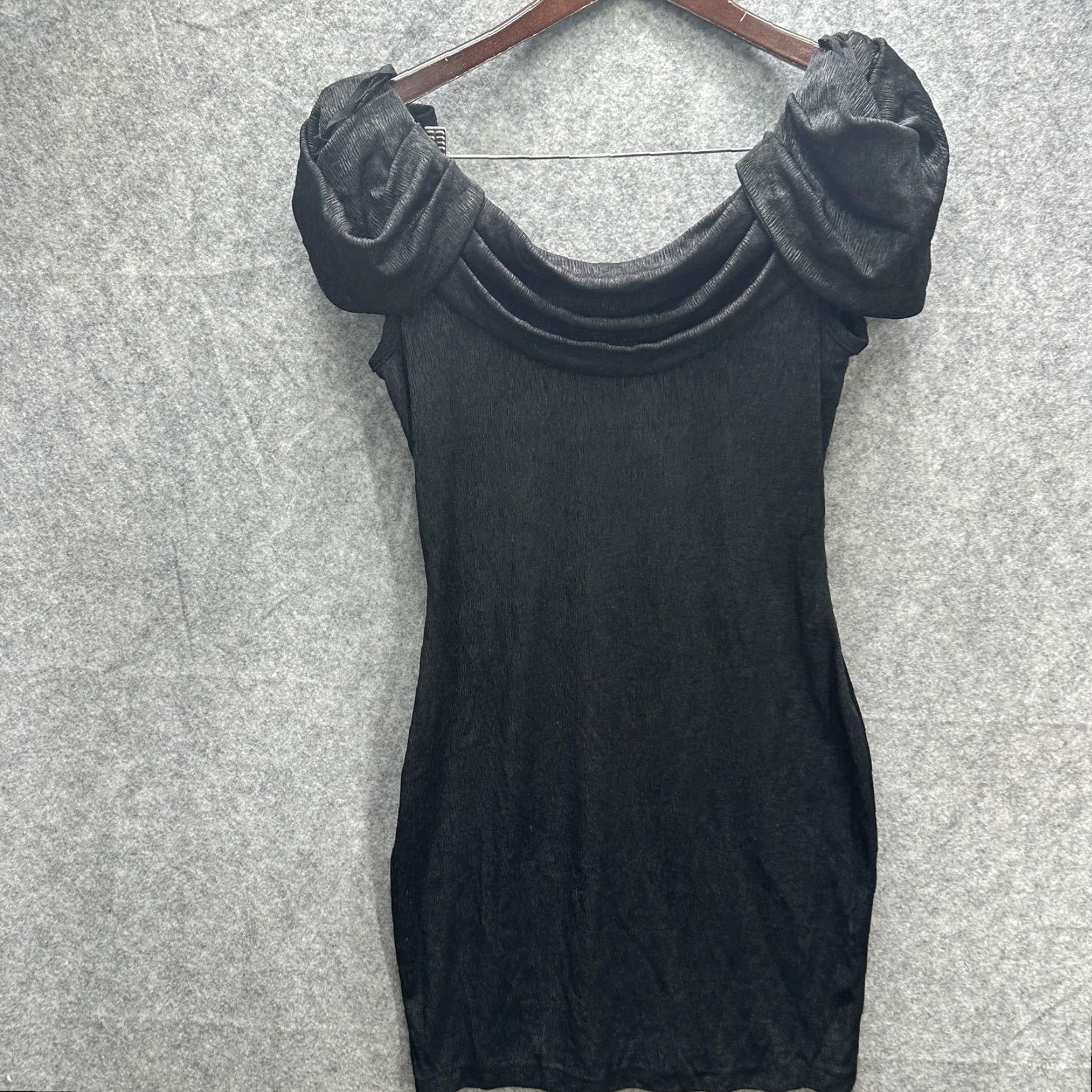 Vintage VINTAGE A La Carte Dress Womens 11-12 Black Cowl Neck Ruched Party Mini 80s Size XL / US 12-14 / IT 48-50 - 3 Thumbnail