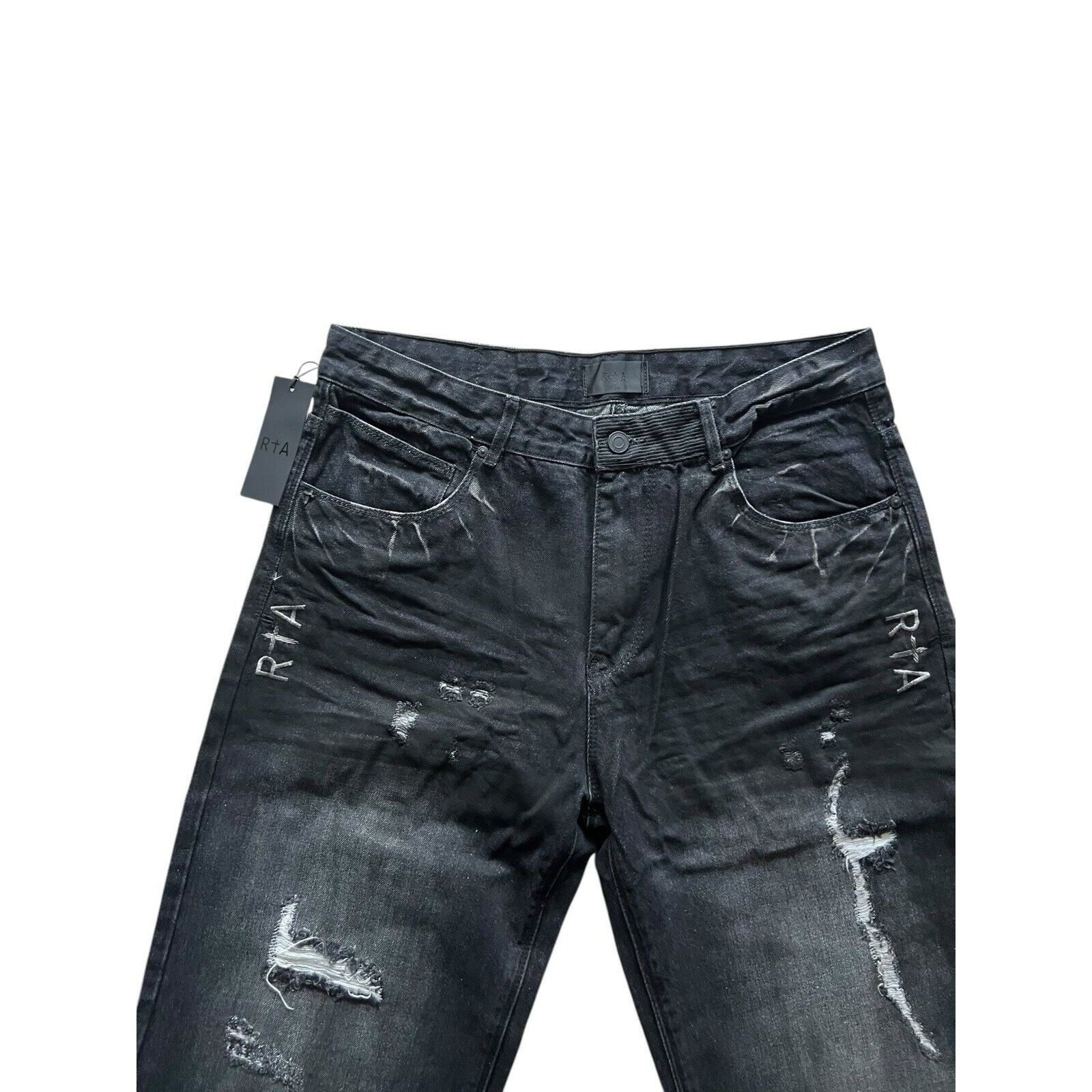Rta RtA Mens Jonas Straight Leg Jeans $245 Black Size 34/32 Size US 34 / EU 50 - 2 Thumbnail