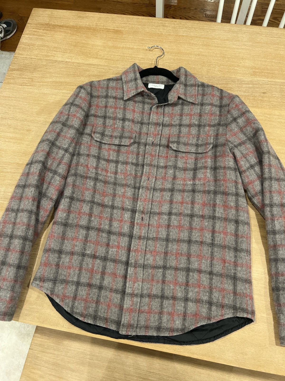 image of John Elliott Lined Flannel Shirt Jacket Size 2 in Grey, Men's