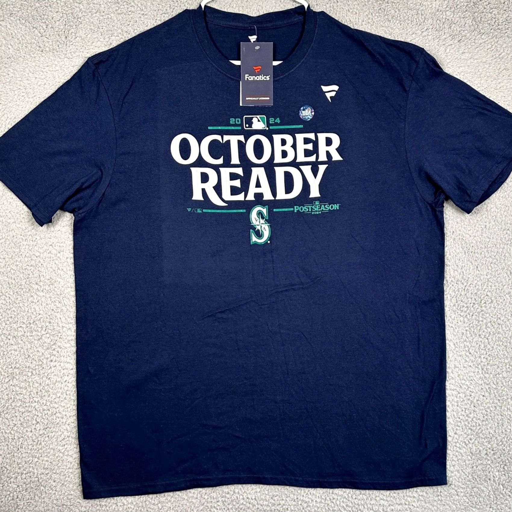 Vintage Seattle Mariners Shirt Men 2XL Navy Blue "October Ready" Graphic Tee Short Sleeve Fanatics MLB Playoff Sports Apparel Size US XXL / EU 58 / 5 - 3 Thumbnail