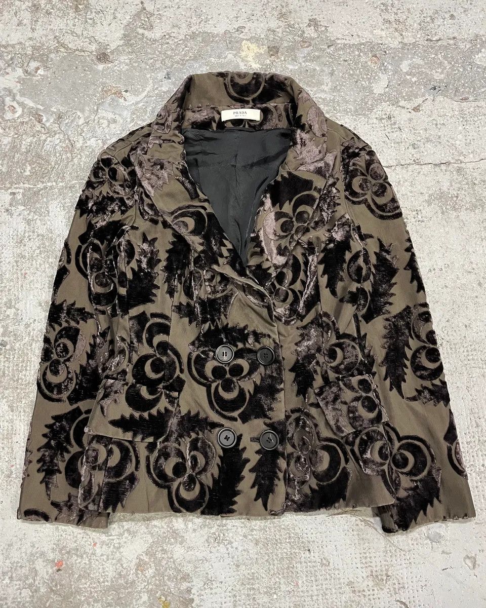 Prada AW2009 Prada Velvet Flowers Buttoned Blazer Jacket Size S / US 4 / IT 40 - 1 Thumbnail