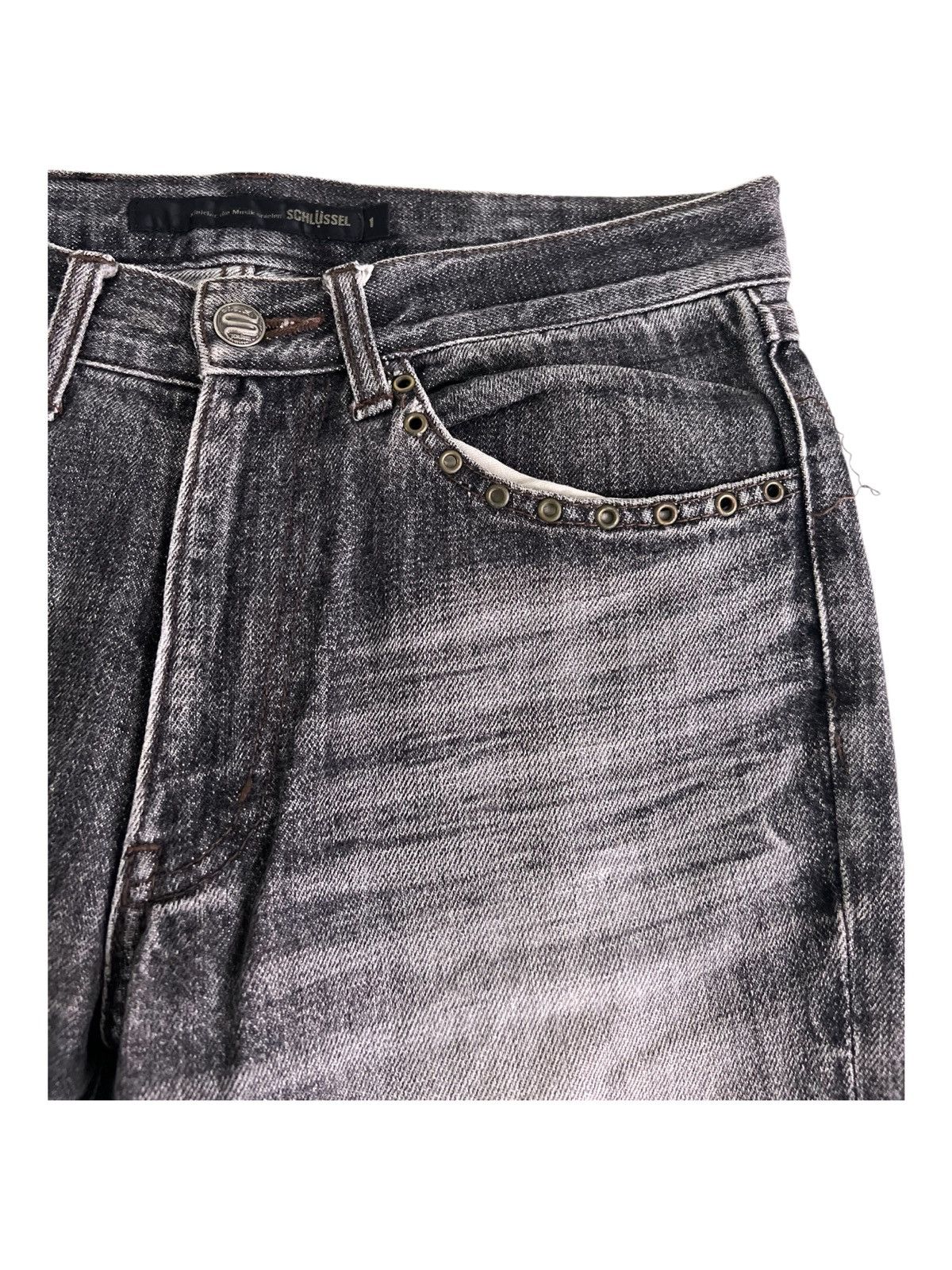 If Six Was Nine Y2K Super Flare Schlüssel Leather Lace Edge Dirty Mud Jeans Size US 29 - 10 Thumbnail