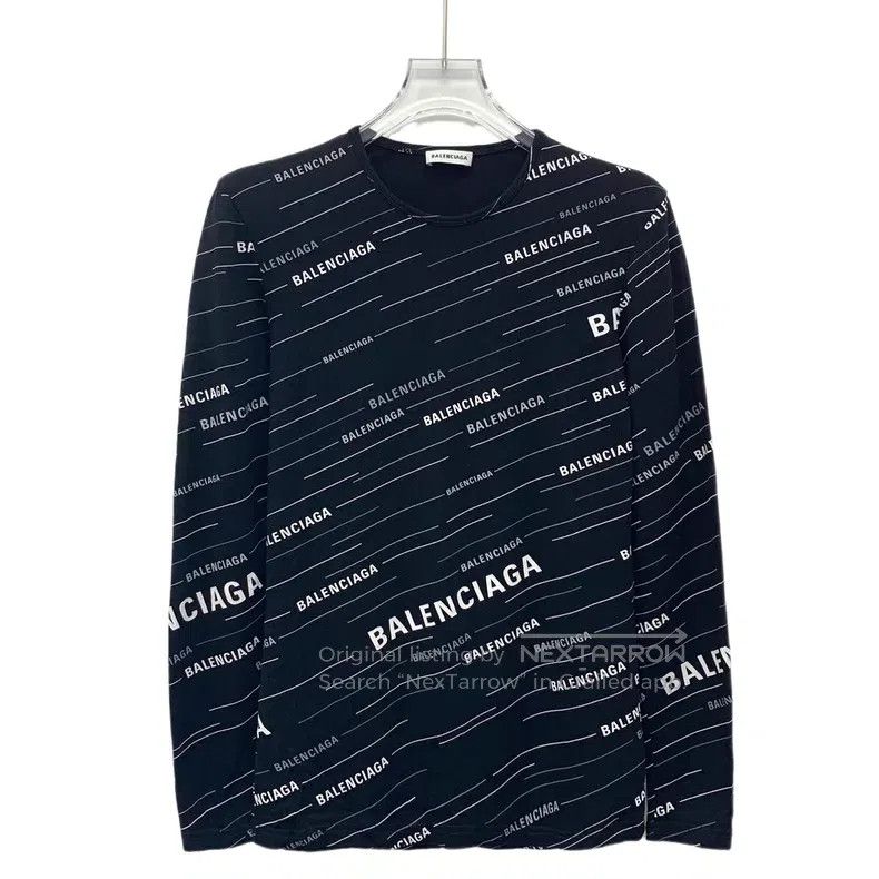 Balenciaga Balenciaga Black Line Logo Letter Print Long Sleeve Knit T Size US M / EU 48-50 / 2 - 1 Thumbnail