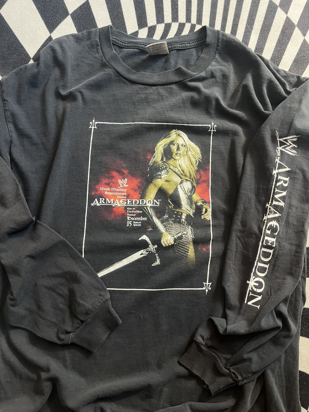 WWF Vtg Torrie Wilson WWE ARMAGEDDON 2002’s long sleeve shirt Size US XL / EU 56 / 4 - 1 Thumbnail