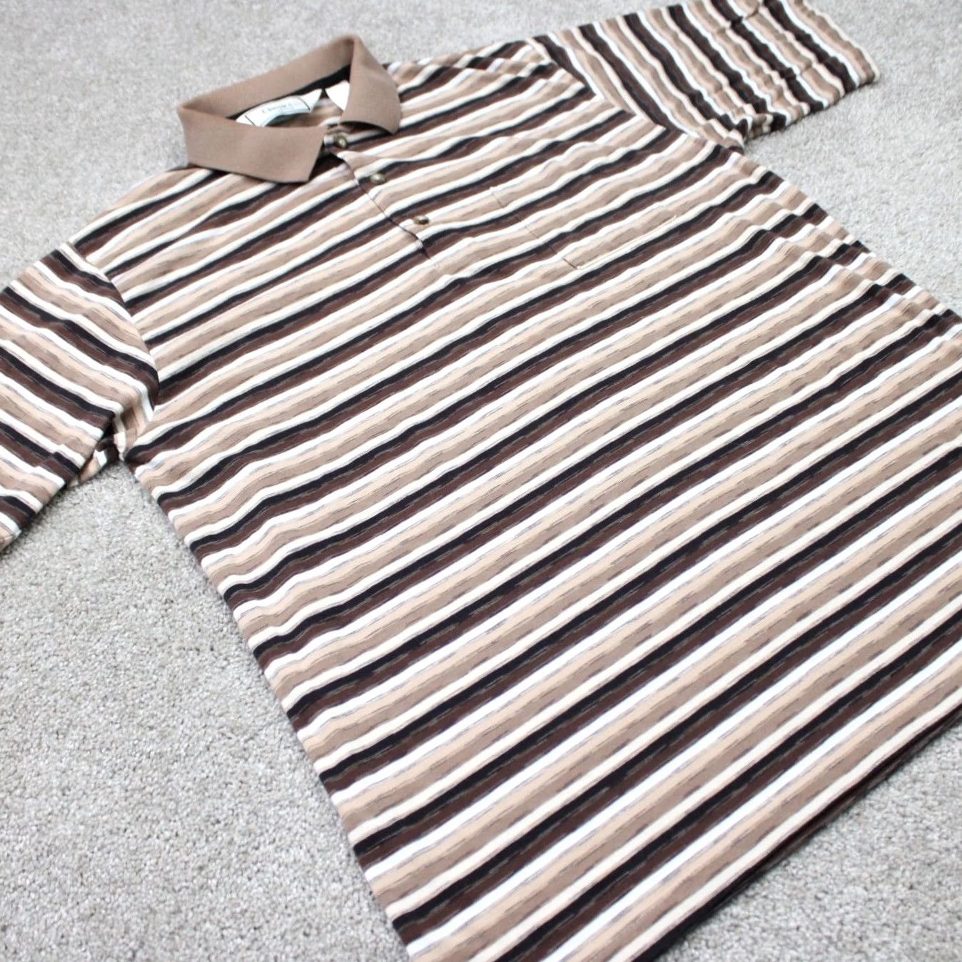 Vintage VINTAGE Classics by Palmland Polo Shirt Men XL Brown/Beige Striped Short Sleeve Pullover Size US XL / EU 56 / 4 - 4 Thumbnail