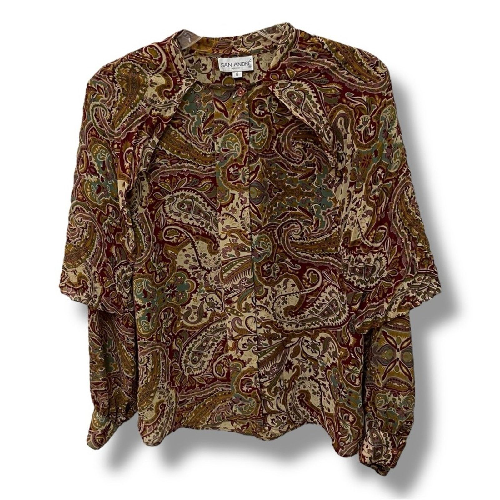 Vintage San André Vintage 90s paisley button up blouse attached cape Size M / US 6-8 / IT 42-44 - 2 Thumbnail