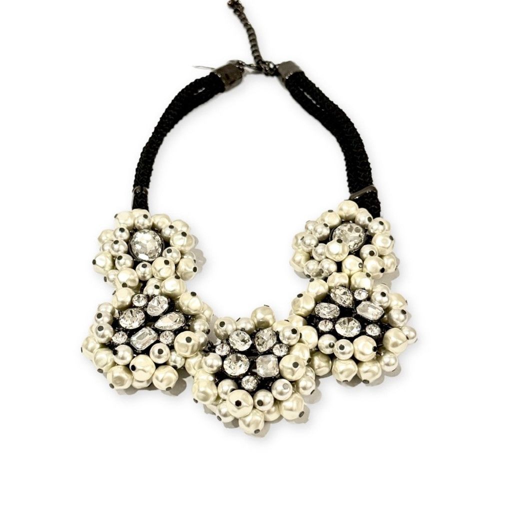 Chicos CHICO’S Pearl & Crystal Cluster Statement Necklace | NWOT Size ONE SIZE - 2 Thumbnail