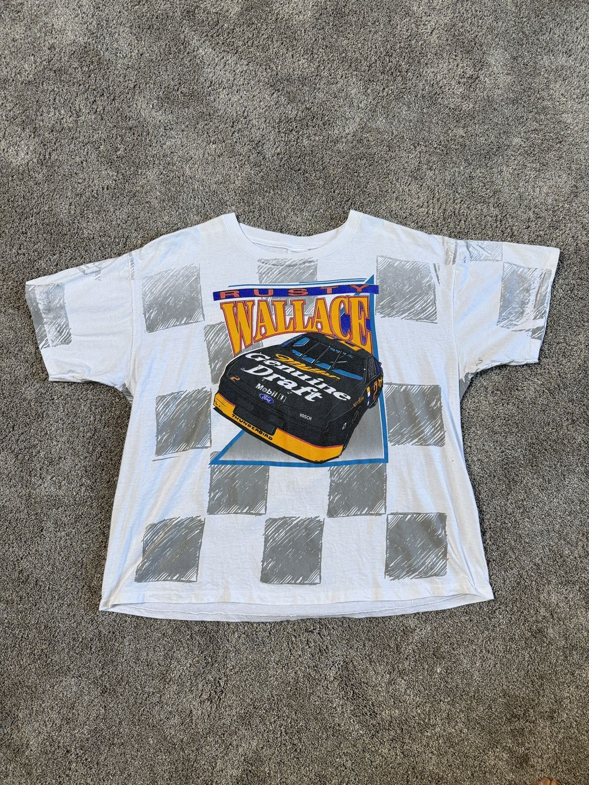 NASCAR Vintage NASCAR 90s Rusty Wallace Checkered Flag tee Size US XXL / EU 58 / 5 - 1 Thumbnail