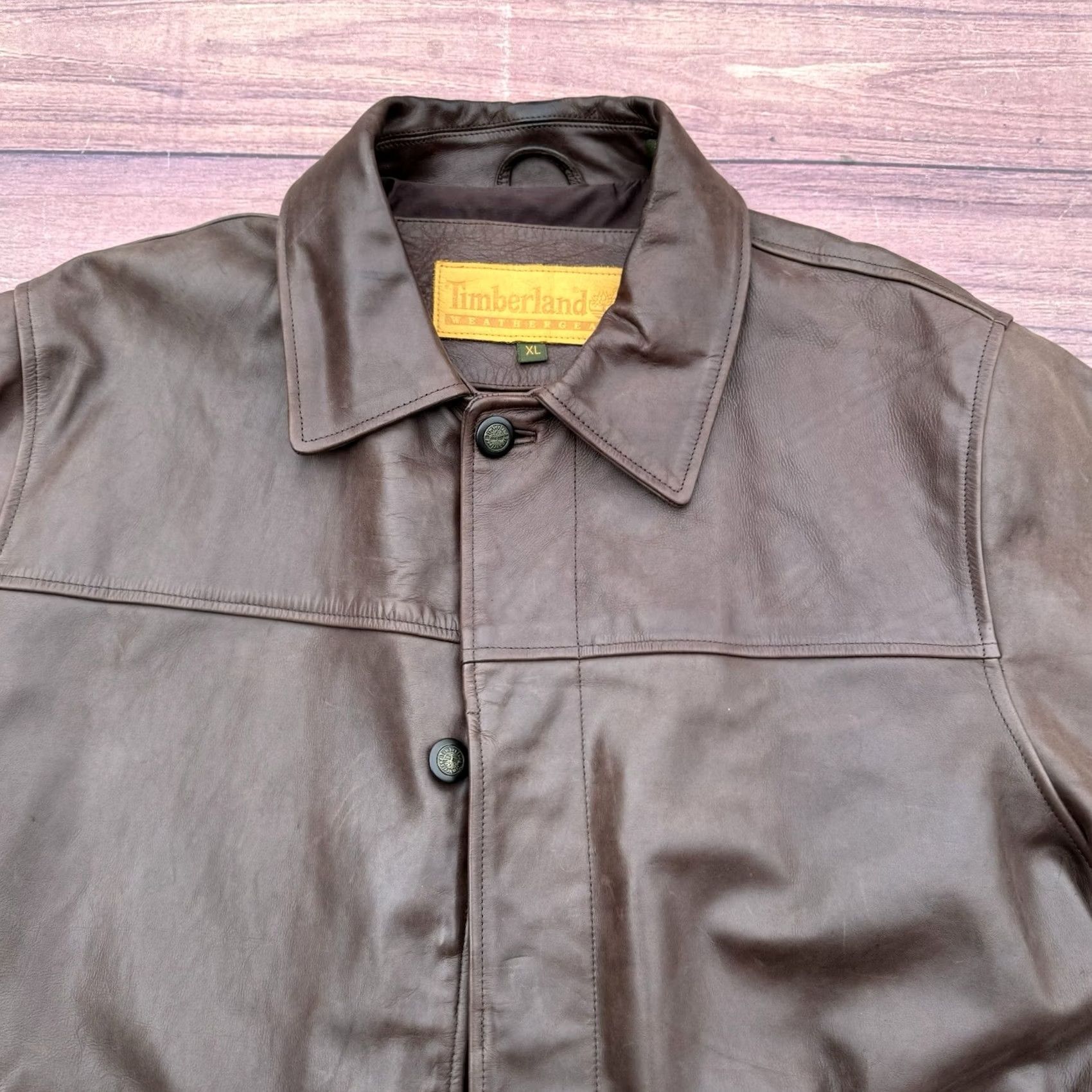 Timberland VINTAGE Timberland Weathergear Heavyweight Leather Jacket Men's XL Brown Bomber Jacket 90s Classic Outdoor Winter Size US XL / EU 56 / 4 - 2 Thumbnail