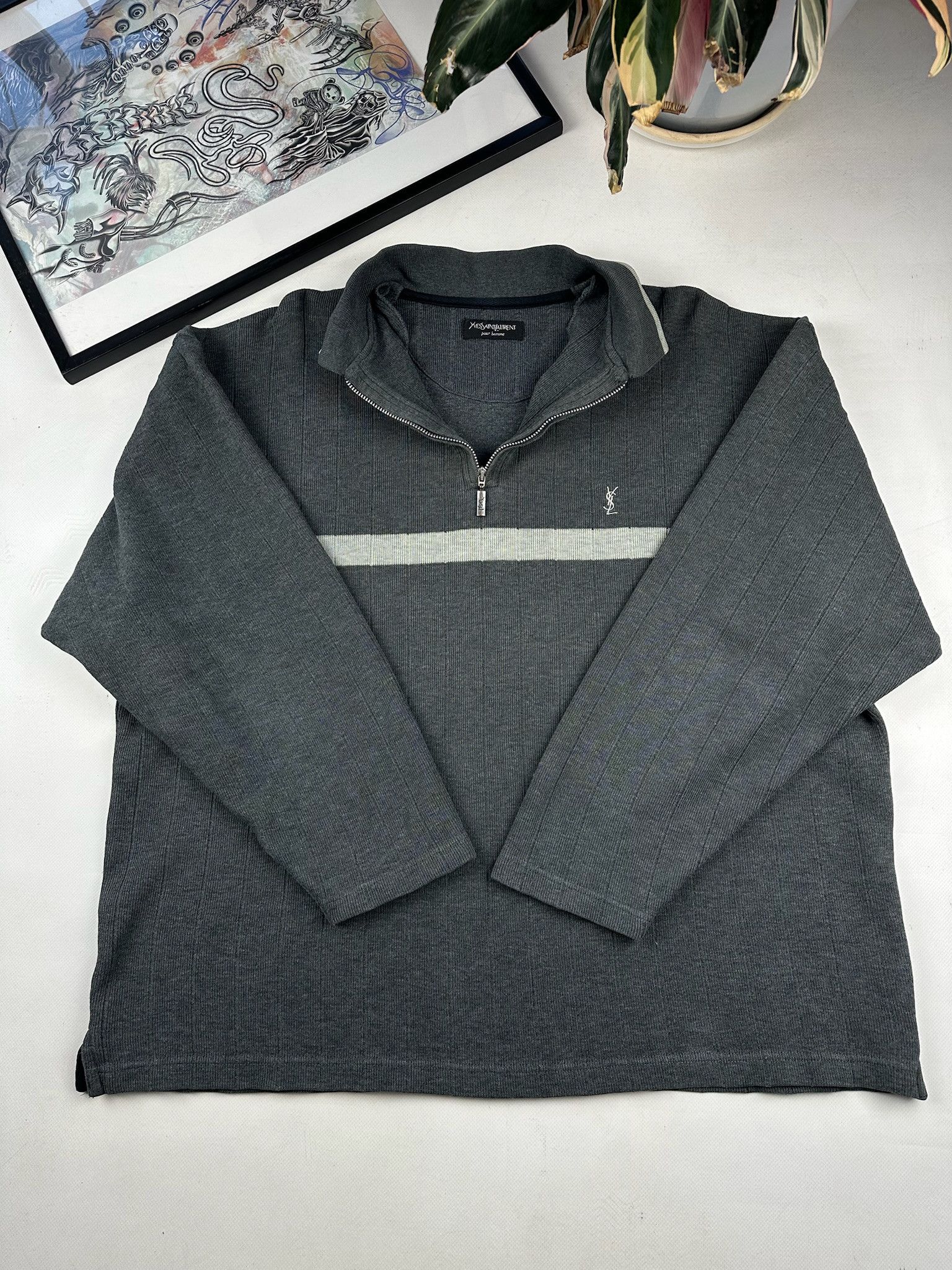 Vintage × Yves Saint Laurent Black YSL Sweater Zip Knit Yves Saint