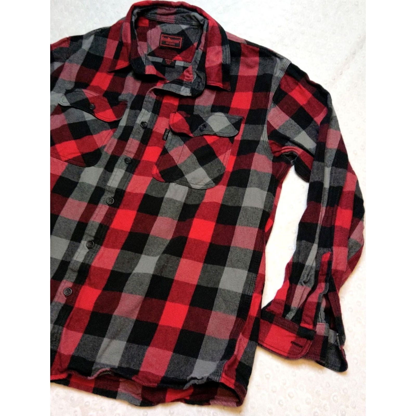 Vintage Five Brother Heavy Weight Deluxe Flannel Shirt Mens L Red Black Plaid Button-Up Shirt Long Sleeve Size US L / EU 52-54 / 3 - 2 Thumbnail