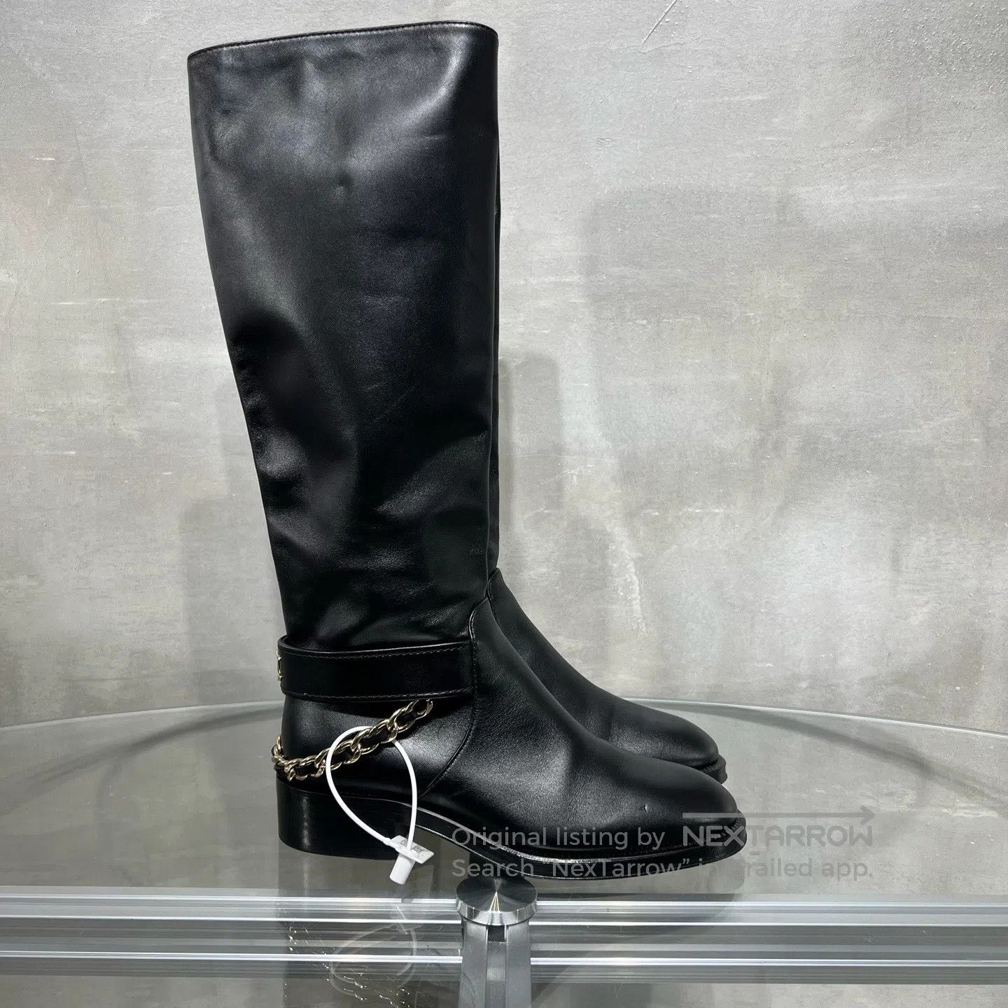 Chanel Chanel Black and Gold Double-C Chain Knight Boots, Long St Size US 4.5 / IT 34.5 - 4 Thumbnail