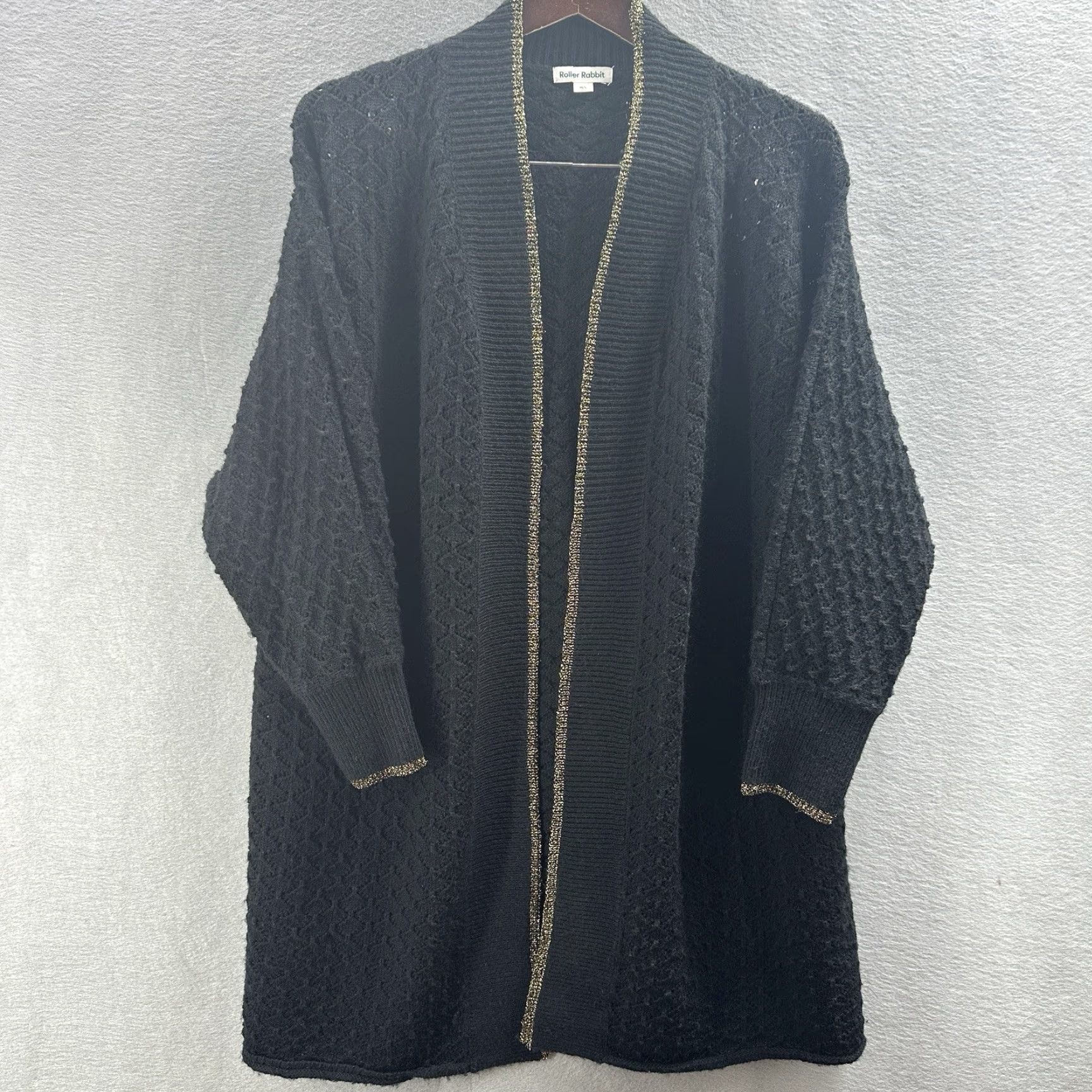 Vintage ROLLER RABBIT Cardigan Sweater Womens L Black Knit Cardigan Bohemian Classic 90s Style Designer Women's Large Black Cardigan Sweater Womens L Size L / US 10 / IT 46 - 4 Thumbnail