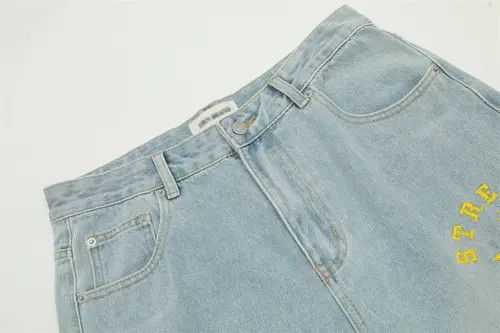 Japanese Brand × Jean Light washed hip-hop embroidered letter flared jeans y2k Size US 32 / EU 48 - 4 Thumbnail
