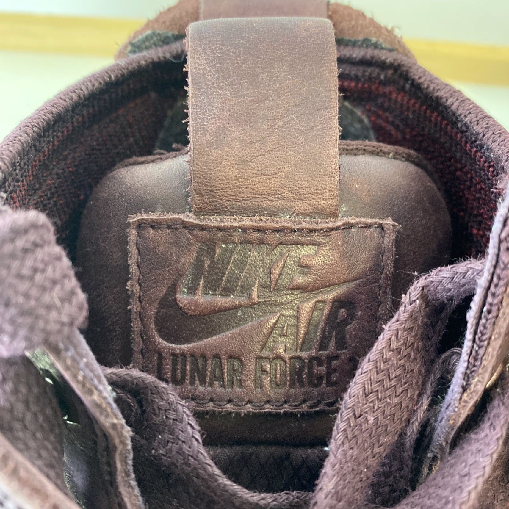 Nike VINTAGE Nike Lunar Air Force 1 High Flyknit Work Boot Maroon Burgundy WMNS Sz 6 / S1 Hi Tops Boots Womens Size US 6 / IT 36 - 5 Thumbnail