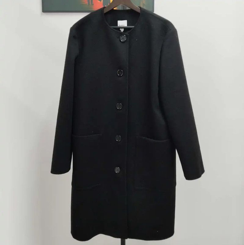 Burberry Burberry Black Wool Long Coat for Women Size L / US 10 / IT 46 - 1 Thumbnail