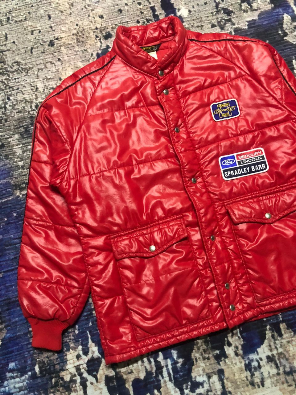 Swingster Vintage 70s/80s Motorsports Swingster Puffer Coat Jacket (L) Size US L / EU 52-54 / 3 - 8 Thumbnail