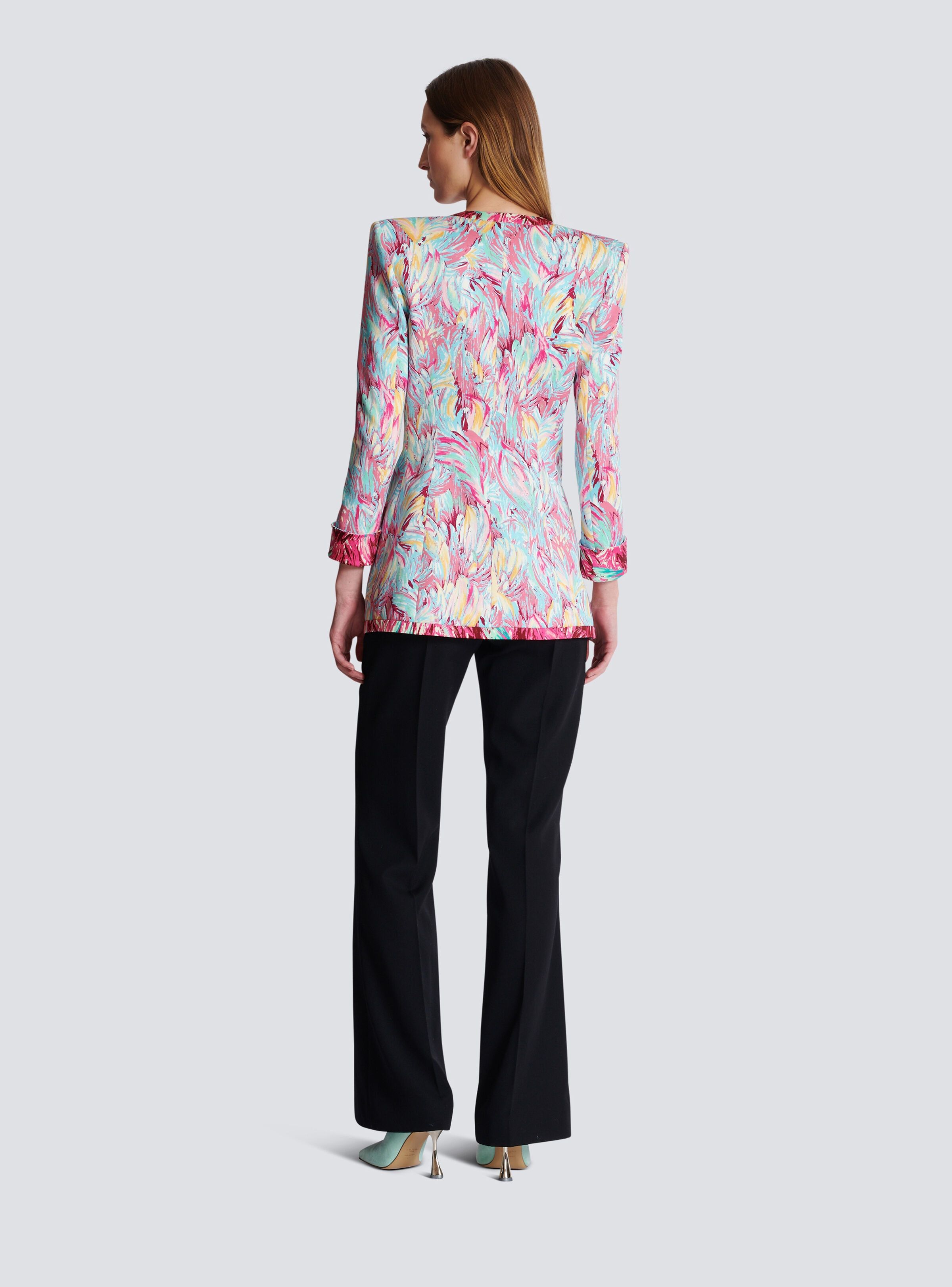 Balmain o1s1wg110825 6Button Jacket With Feather Print in Multicolor Size S / US 4 / IT 40 - 5 Thumbnail