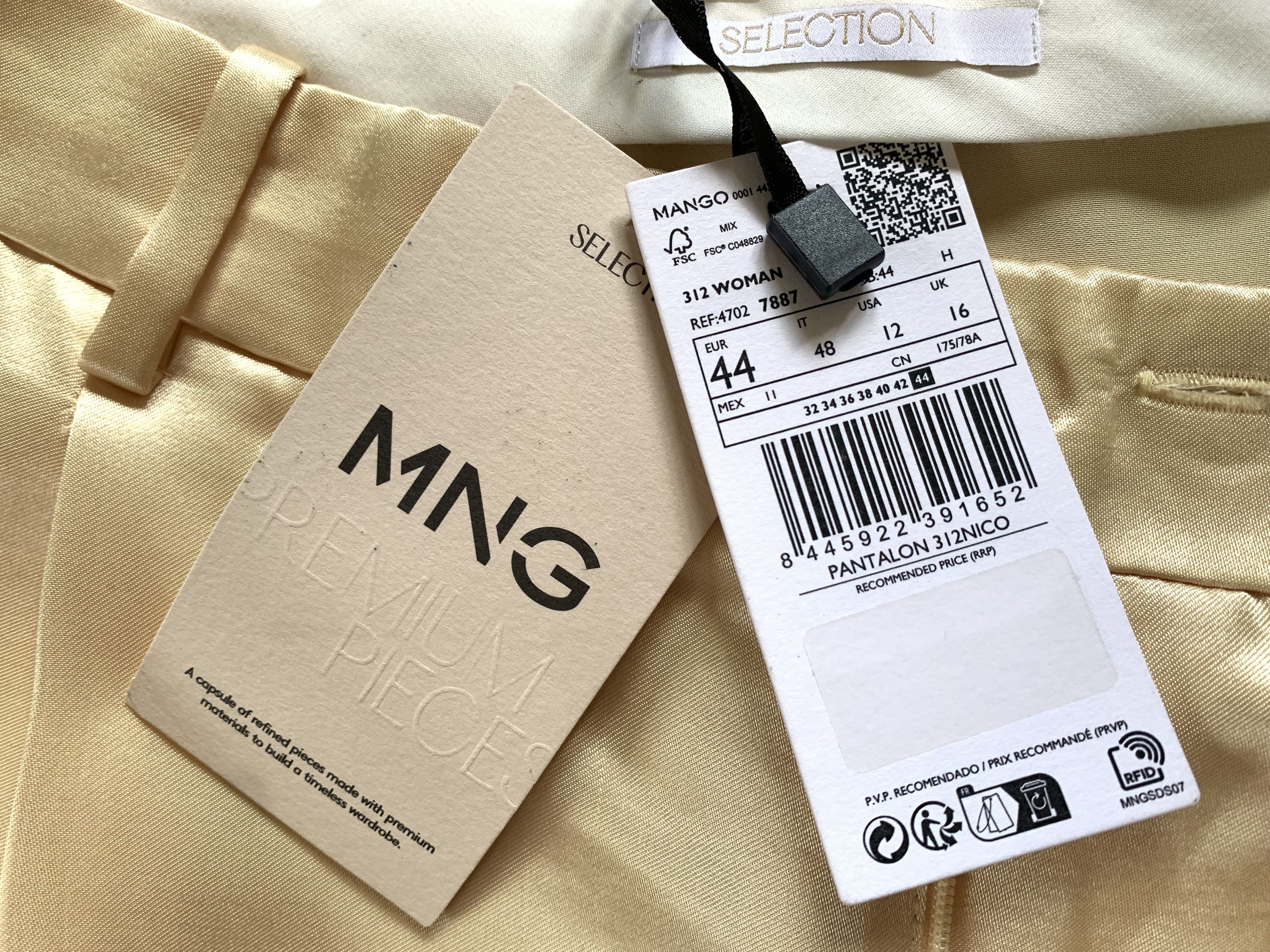 Mango Women’s Mango Beige Satin Wide Leg Trousers Size 32" / US 10 / IT 46 - 7 Thumbnail