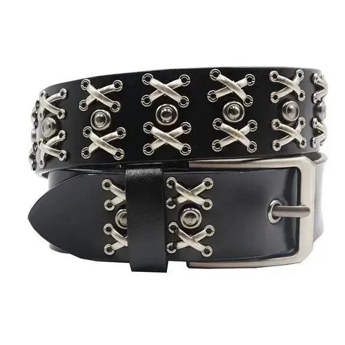 Jean Retro Leather Cowboy Rivet Jeans Belt Size ONE SIZE - 2 Thumbnail