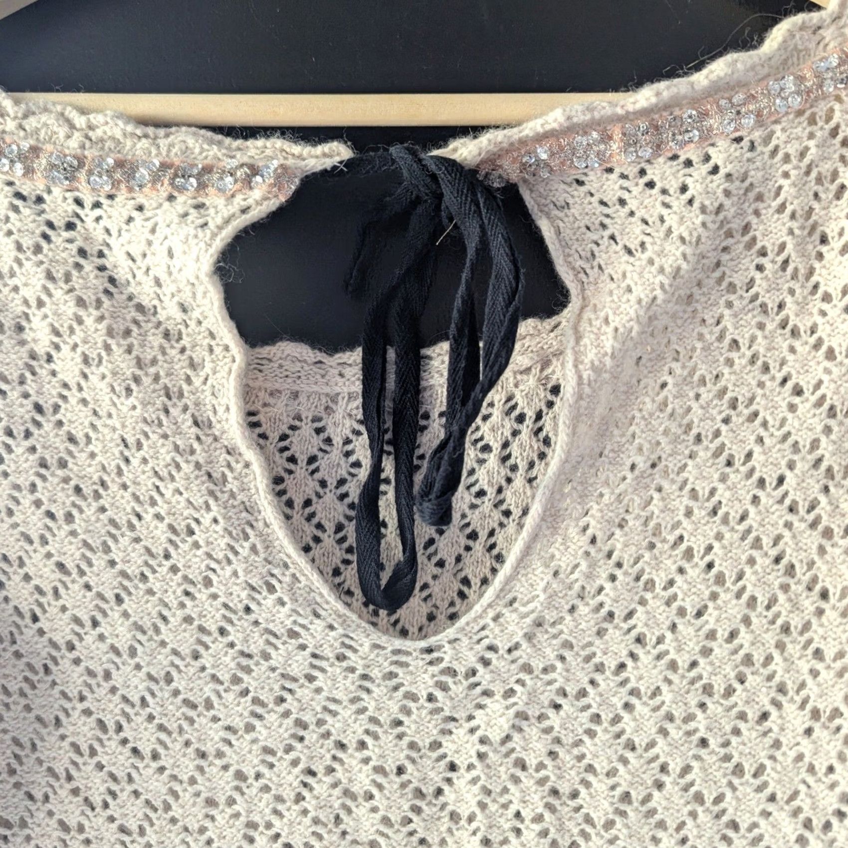 Free People Free People Knit Long Sleeve Sweater Embellished Collar Beige Womens M Size M / US 6-8 / IT 42-44 - 4 Thumbnail