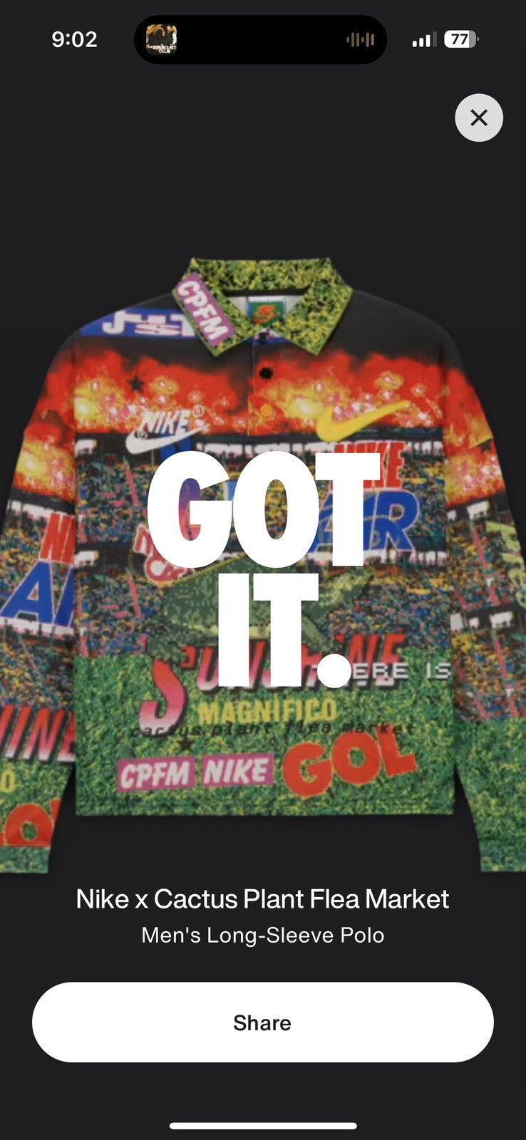 Cactus Plant Flea Market Cpfm Nike long sleeve polo | Grailed