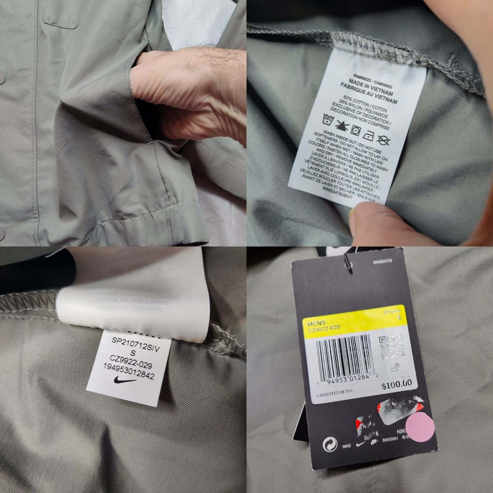 Nike NIKE M65 Utility Jacket Men Small Gray CZ9922 NEW Size US S / EU 44-46 / 1 - 8 Thumbnail