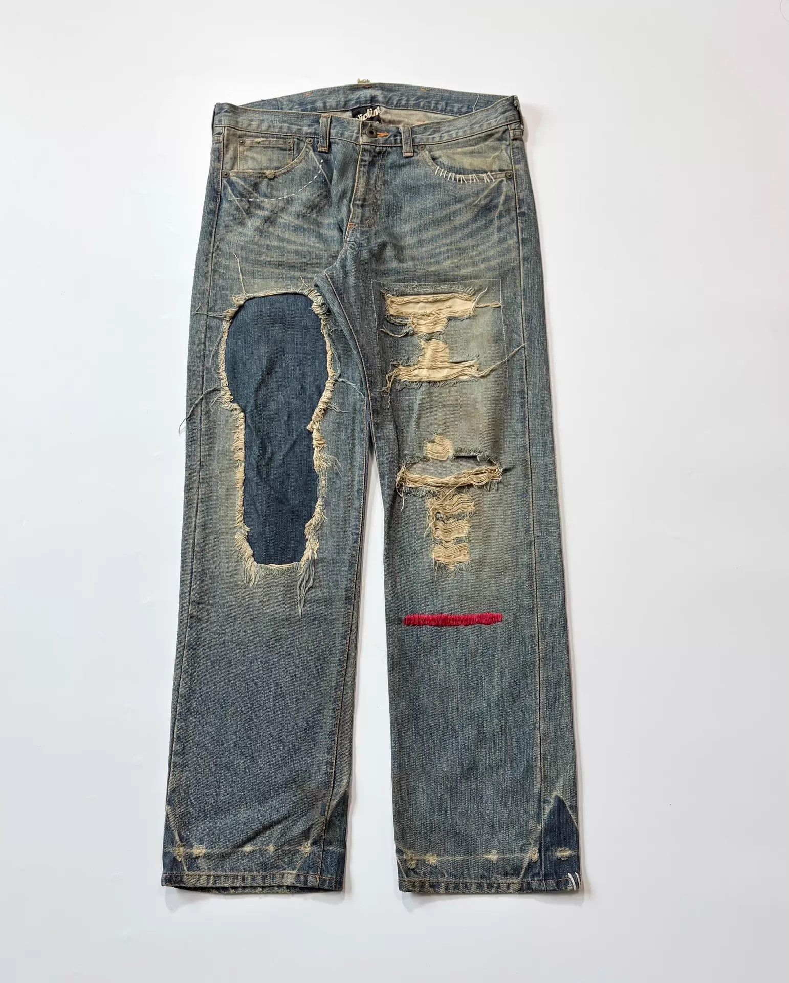 Fashion Victim VICTIM Distressed Patched Washed Jeans M Size US 32 / EU 48 - 1 Thumbnail