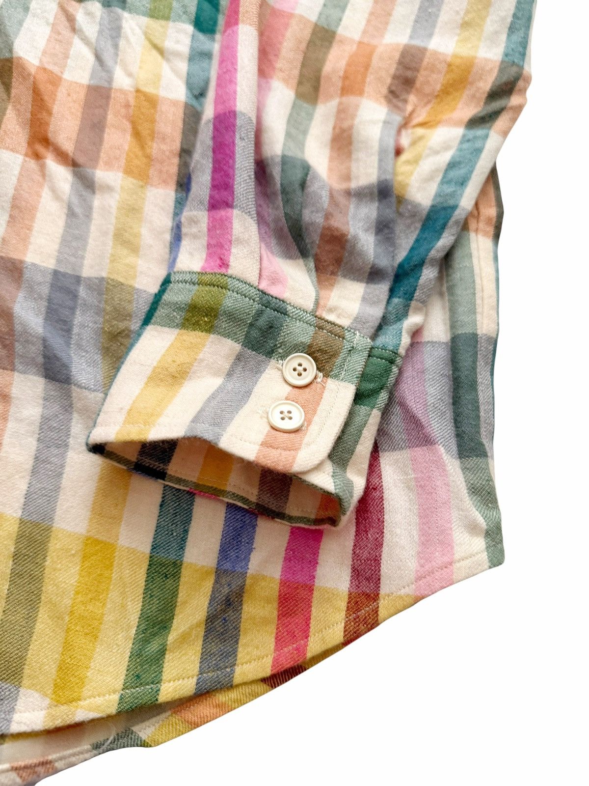 The Elder Statesman Pashmina Cashmere Madras Rainbow Shirt Size US L / EU 52-54 / 3 - 3 Thumbnail