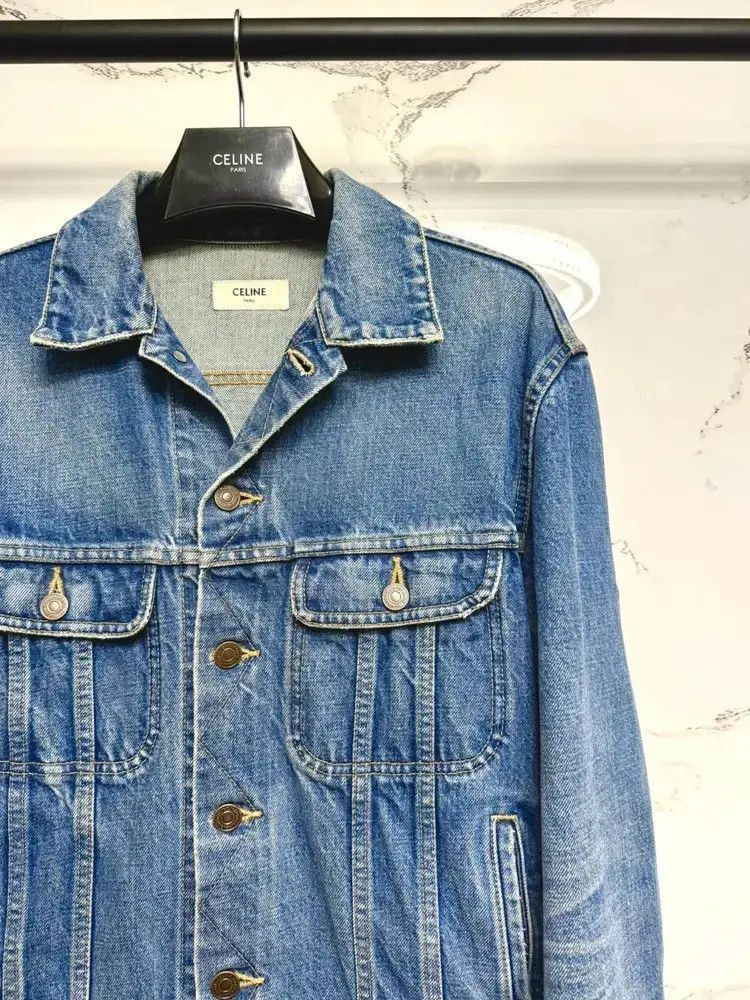 Celine Celine 22SS rivet slogan denim jacket-2507 Size US S / EU 44-46 / 1 - 2 Thumbnail