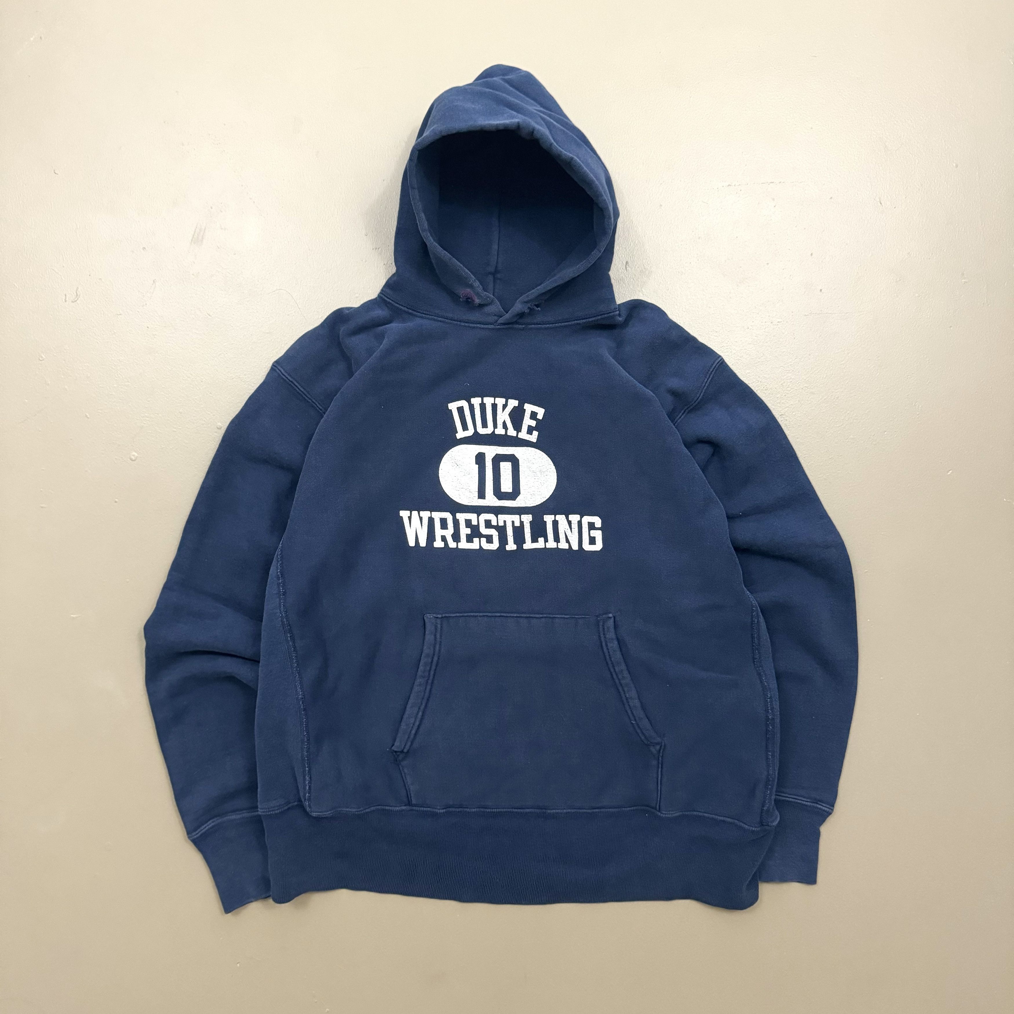 image of American College x Champion VTG 80's Champion Reverse Weave Warm Up Duke Wrestling Hoodie in Navy (