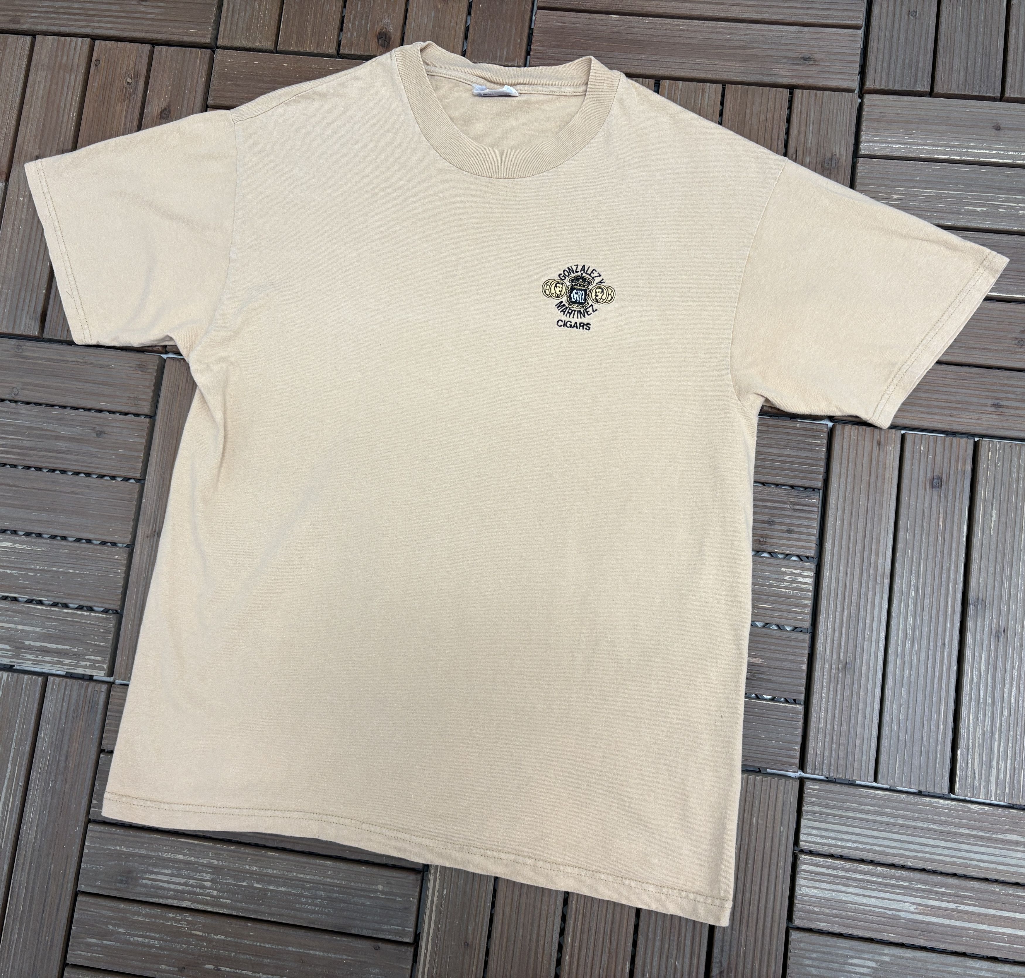 Vintage Gonzalez y Martinez Cigars Vintage Beige T-Shirt Tee Size US L / EU 52-54 / 3 - 3 Thumbnail