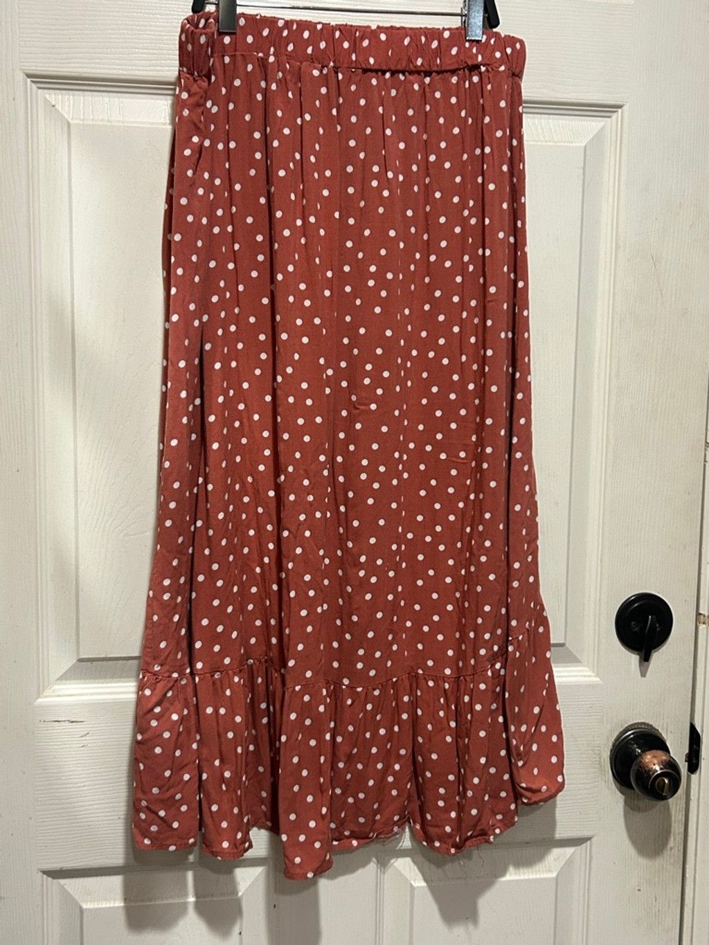 Other Indigo Rose Plus 1X Rust White Polka Dot High Low Skirt Size 34" / US 12 / IT 48 - 4 Thumbnail