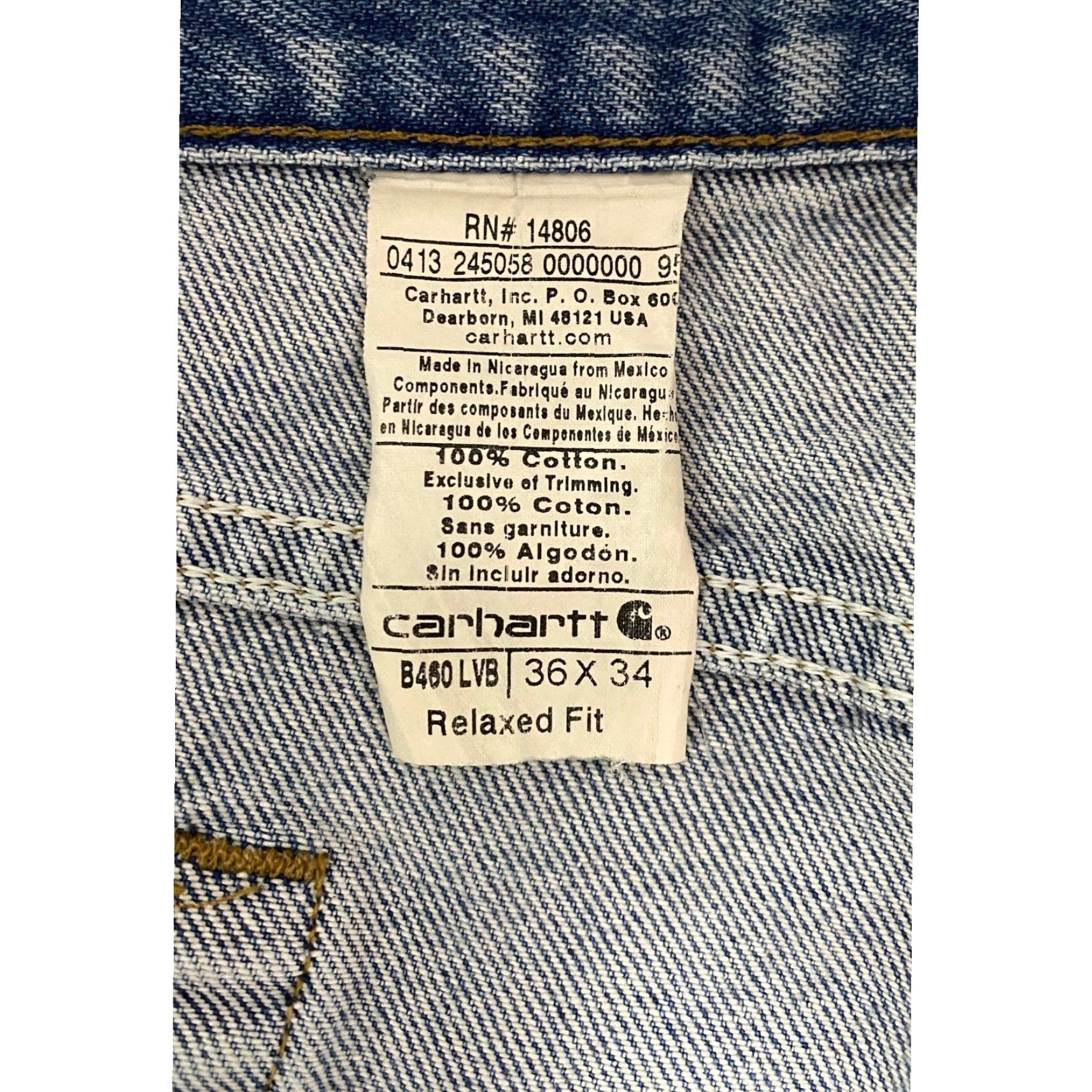 Carhartt Carhartt Jeans 36x34 Men Relaxed Straight Denim Light Blue 5-Pocket Logo Button Zip Cotton Jeans Size US 36 / EU 52 - 5 Thumbnail